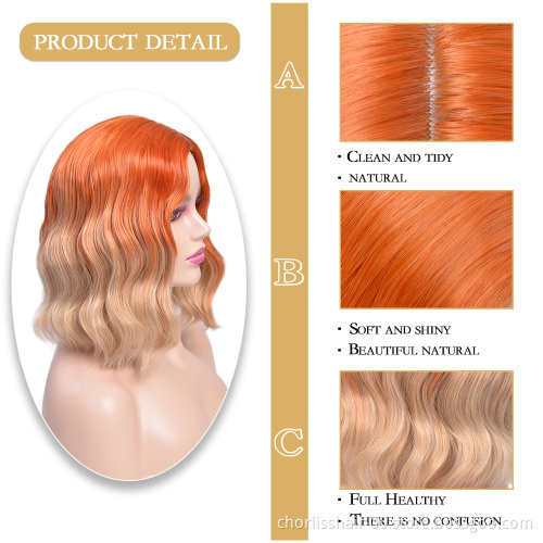 Wholesale Elegant High Quality Water Wave Ombre Blonde Synthetic Hair Wig Cheap Heat Resistant Curly Synthetic Hair Wigs